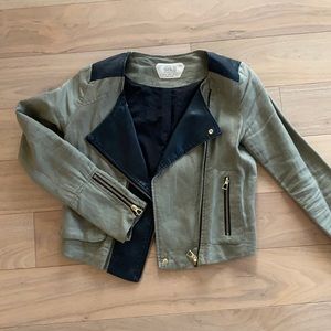 Leather and linen jacket